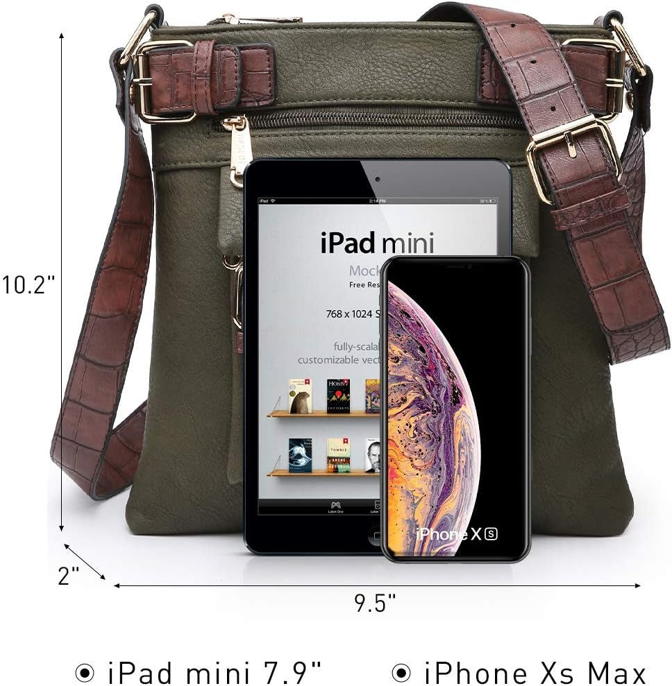 Women Lightweight Crossbody Bags Soft Vegan Leather Messenger Bag Shoulder Bag Travel Purse