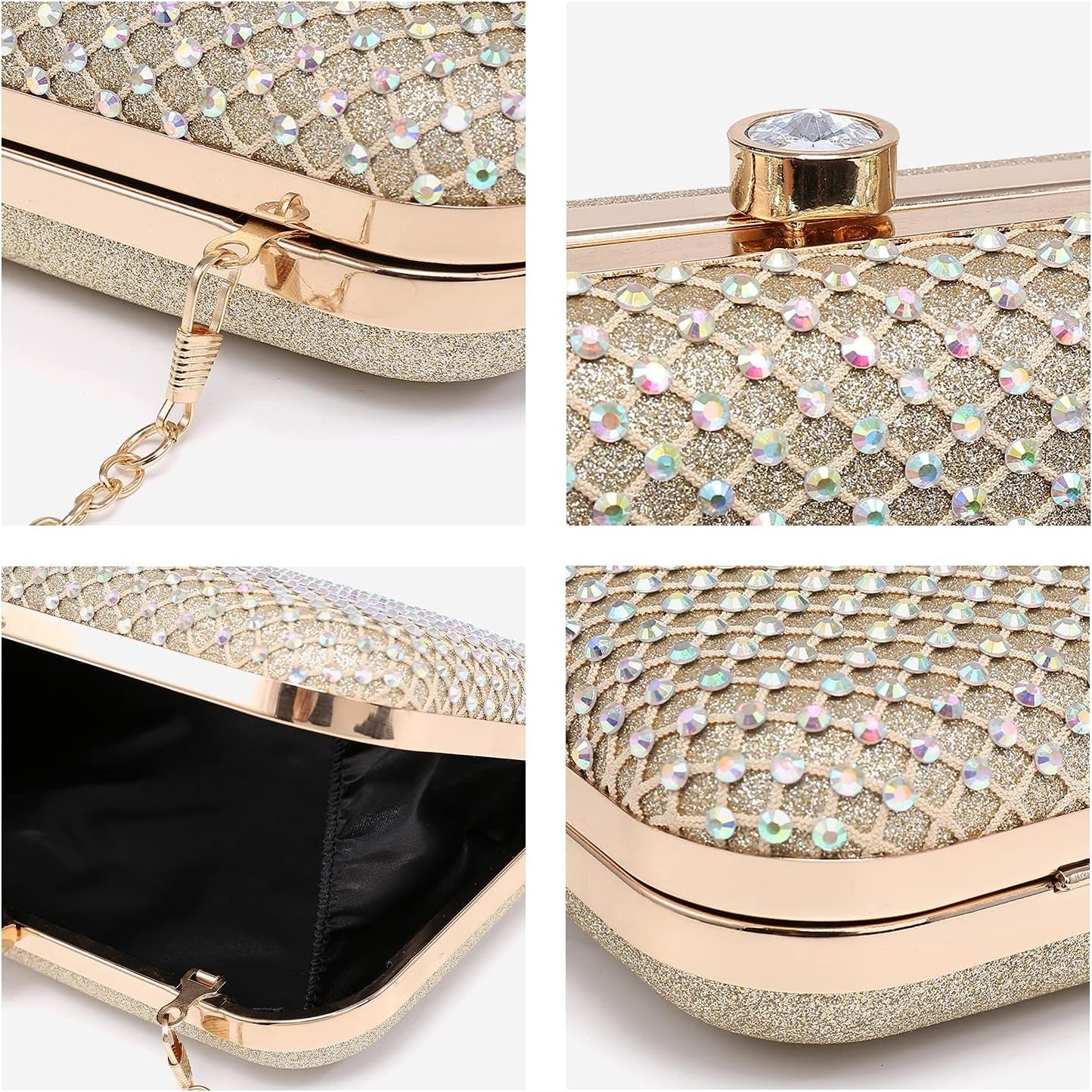 Womens Rhinestone Clutch Purse Sparkling Evening Bag with Crystal Clasp for Formal Prom Party Wedding