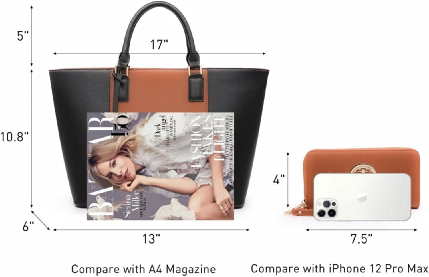 Satchel Purse Handbag for Women Large Shoulder Work Tote Bag With Matching Wallet