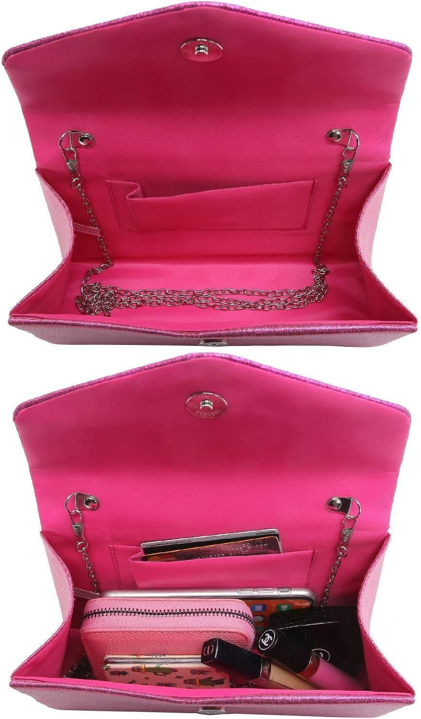 Women's Evening Bag Party Clutches Wedding Purses Cocktail Prom Handbags with Frosted Glittering