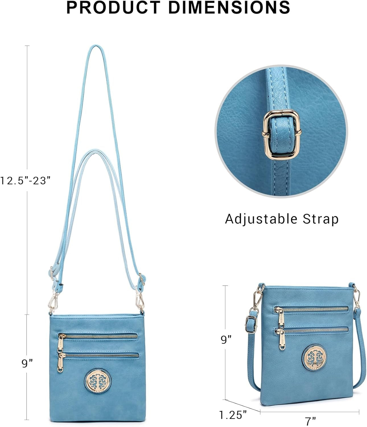 Women Small Crossbody Bag Lightweight Shoulder Purses Multi Zipper Pockets Phone Purse Handbag