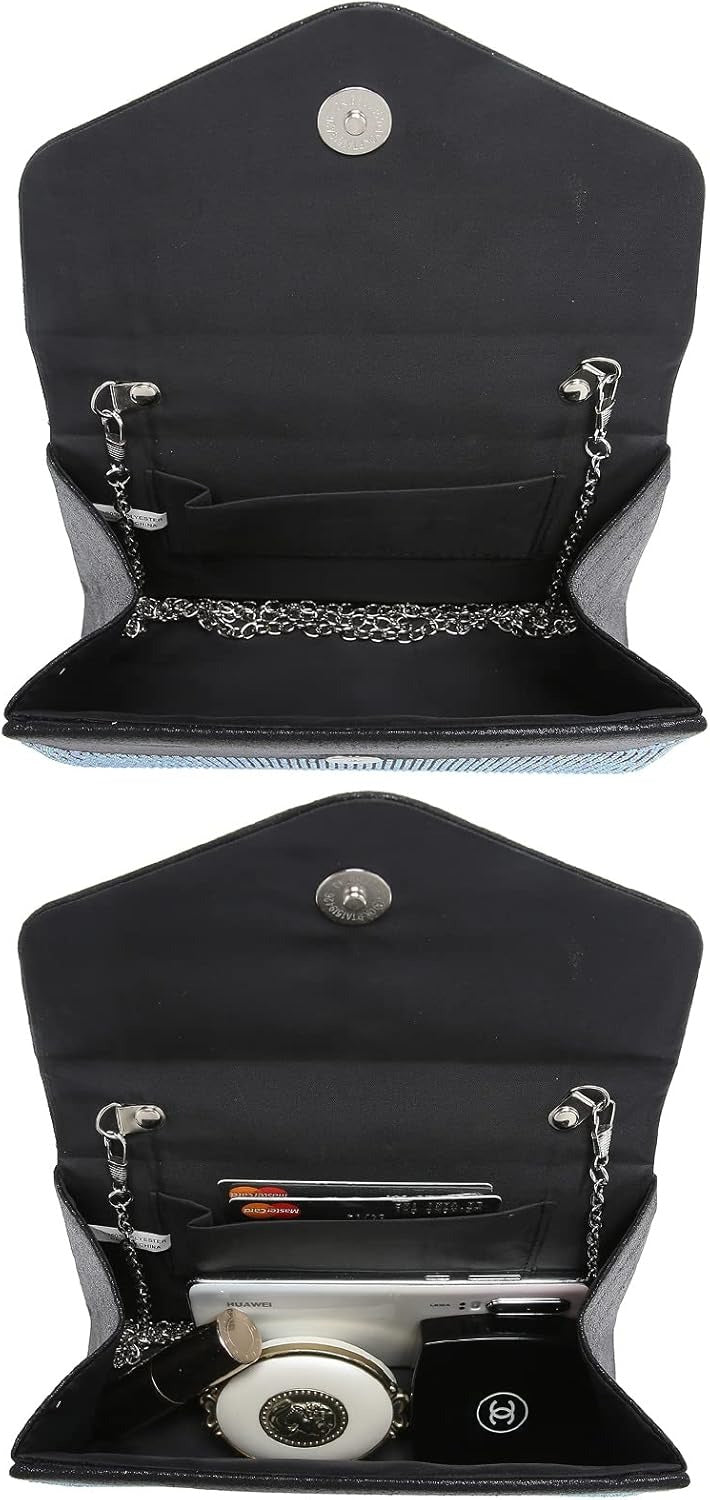 Women's Evening Bag Party Clutches Wedding Purses Cocktail Prom Handbags with Frosted Glittering