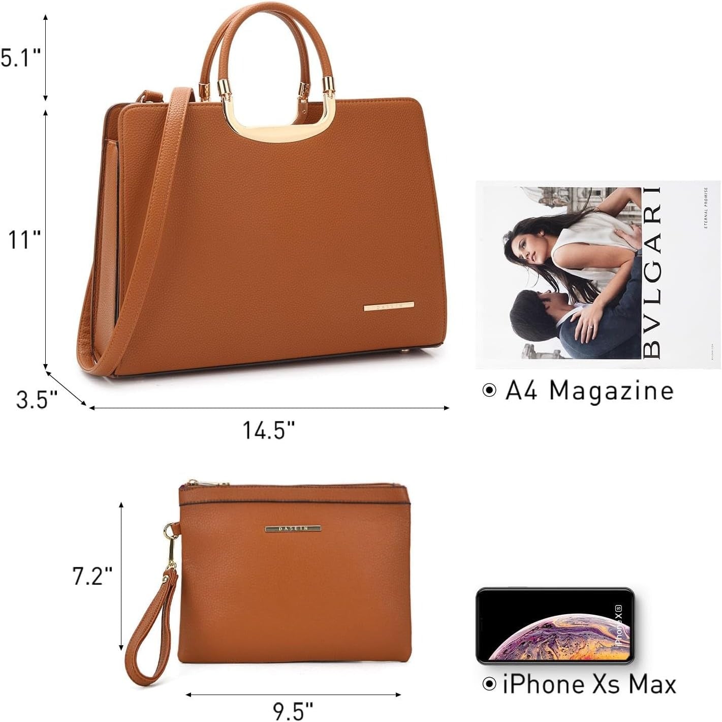 Womens Handbag Top Handle Shoulder Bag Tote Satchel Purse Work Bag with Matching Wallet