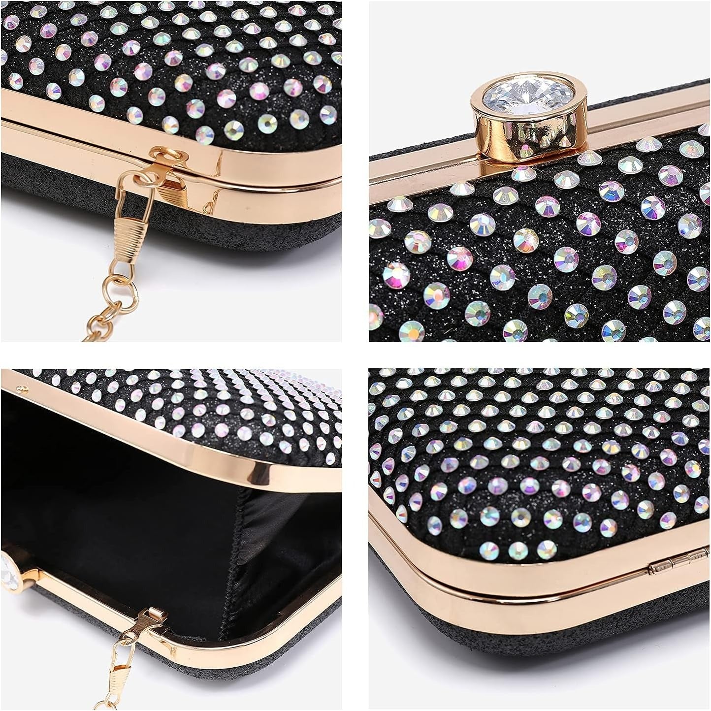 Womens Rhinestone Clutch Purse Sparkling Evening Bag with Crystal Clasp for Formal Prom Party Wedding
