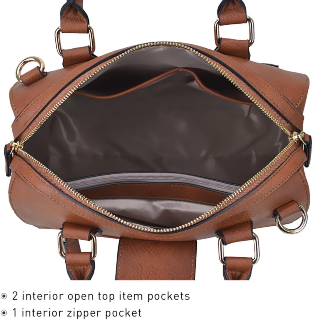 Women Barrel Handbags Fashion Satchel Bags Top Handle Shoulder Purses Vegan Leather Work Tote