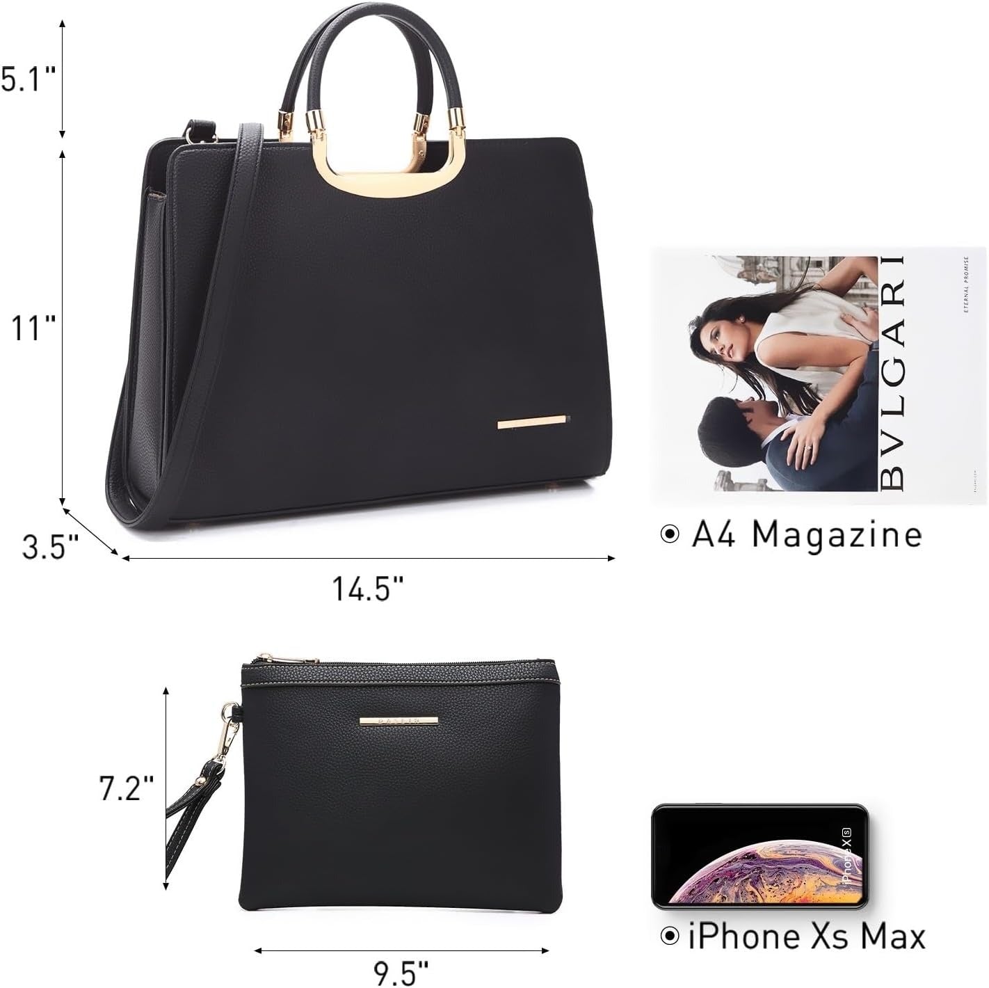 Womens Handbag Top Handle Shoulder Bag Tote Satchel Purse Work Bag with Matching Wallet