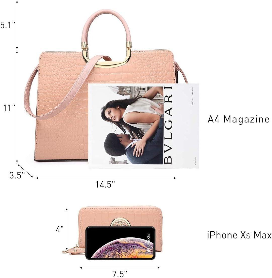 Womens Crocodile Handbag Top Handle Shoulder Bag Tote Satchel Purse Work Bag