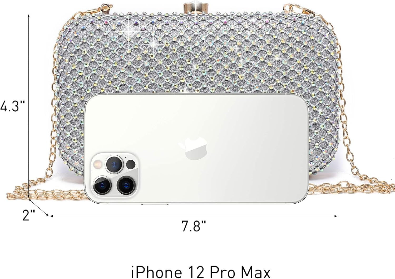 Womens Rhinestone Clutch Purse Sparkling Evening Bag with Crystal Clasp for Formal Prom Party Wedding