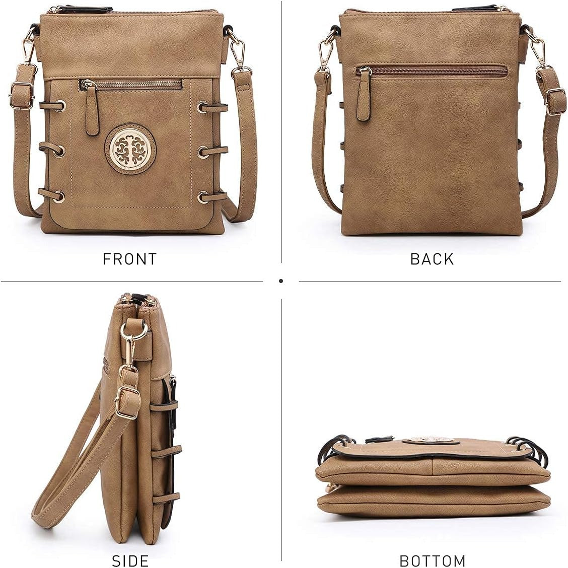 Women Lightweight Shoulder Purse Soft PU Leather Crossbody Bag Multi Pocket Travel Purses with Double Zipper