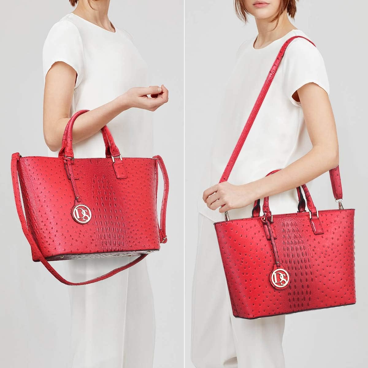 Women Satchel Purse Handbag Shoulder Bag Work Tote Bag with Matching Clutch