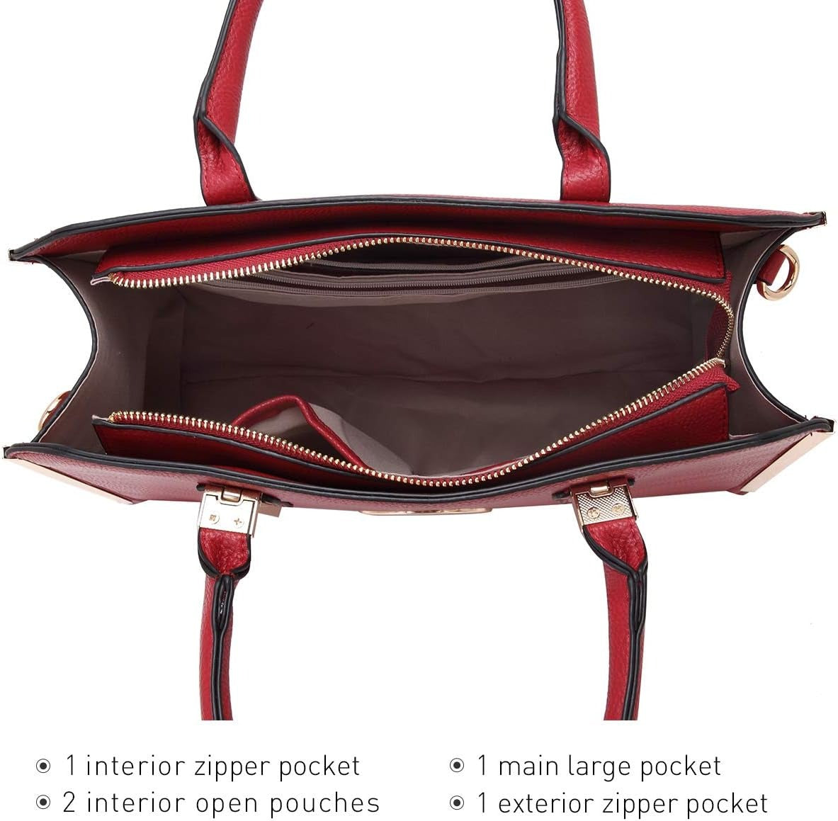 Women Large Handbag Purse Vegan Leather Satchel Work Bag Shoulder Tote with Matching Wallet