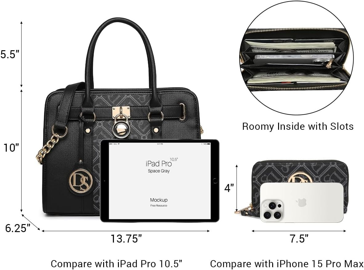 Handbags Purses Set for Women Top Handle Satchel Shoulder Bags Large Work Tote Bag