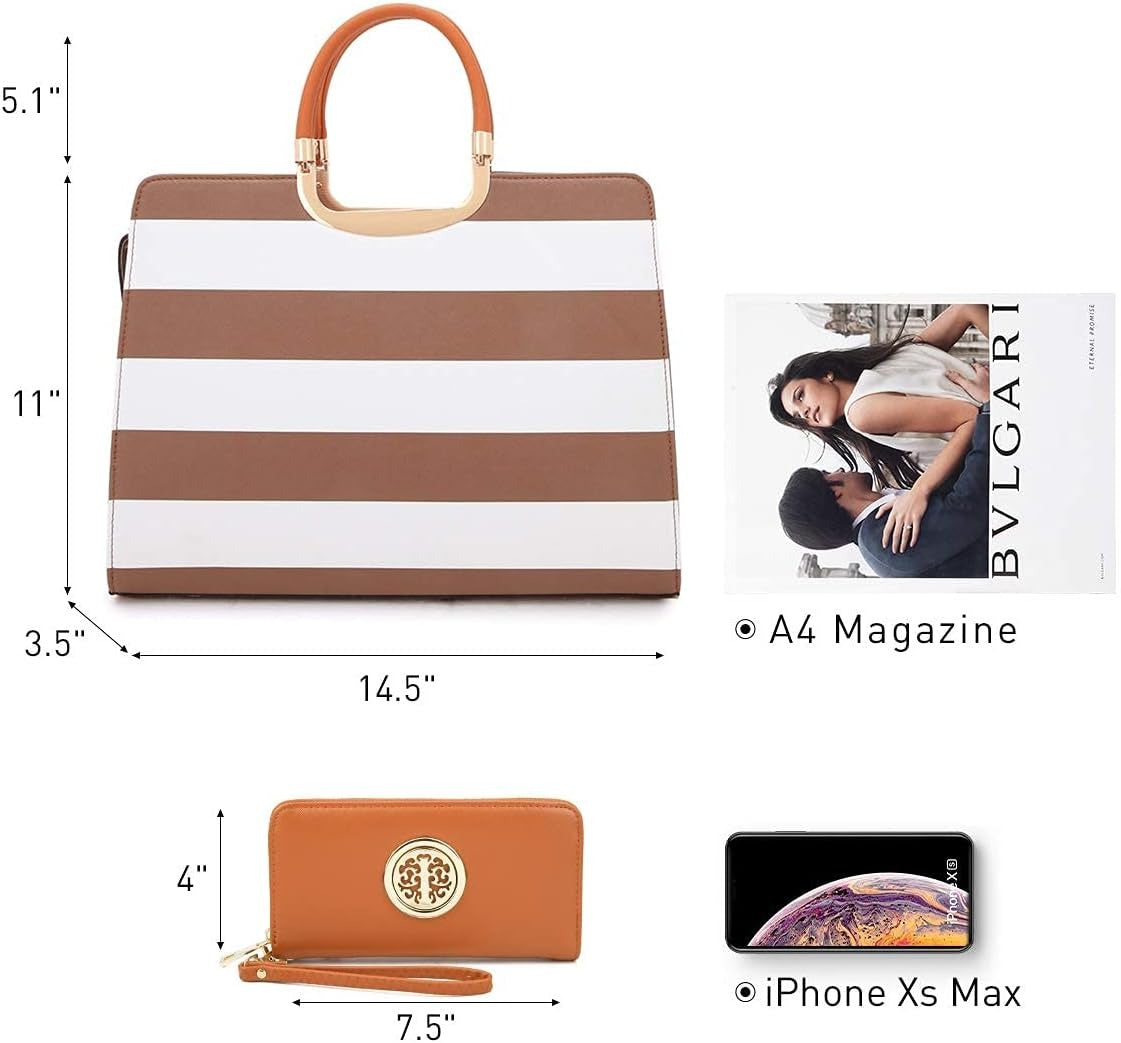 Womens Handbag Top Handle Shoulder Bag Tote Satchel Purse Work Bag with Matching Wallet