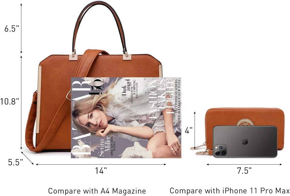 Women Purses and Handbags Top Handle Satchel Bags Large Shoulder Work Bag Tote with Wallet