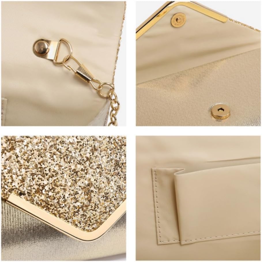 Women Evening Bags Formal Clutch Purses for Wedding Party Prom Handbags with Shoulder Strap and Glitter Flap | Formal, Wedding Party, Prom, with Shoulder Strap, Glitter Flap, Formal