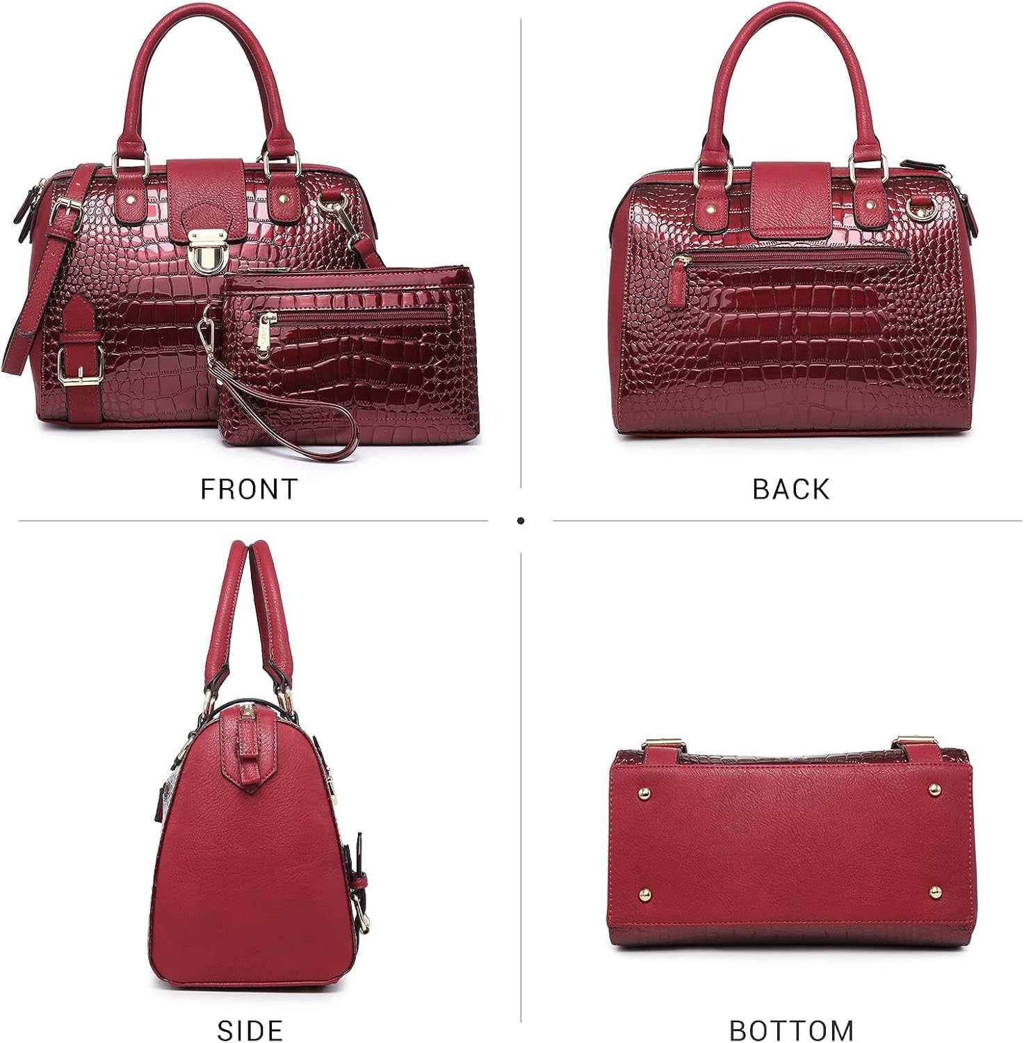 Women Barrel Handbags Fashion Satchel Bags Top Handle Shoulder Purses Vegan Leather Work Tote
