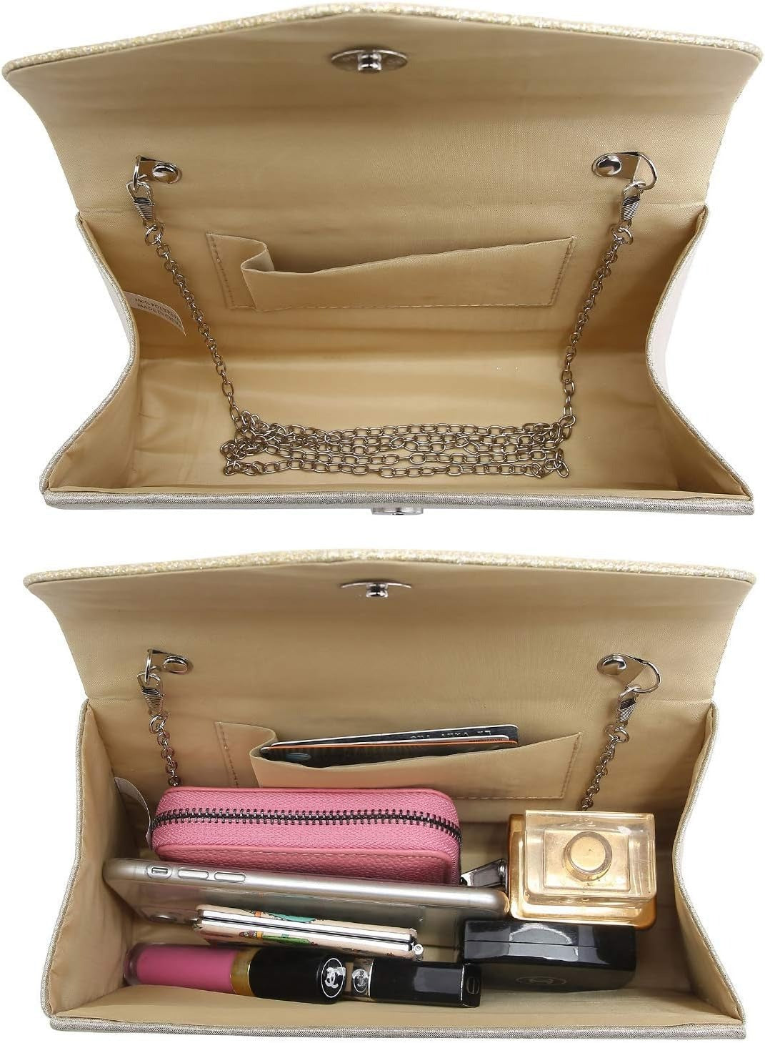 Women's Evening Bag Party Clutches Wedding Purses Cocktail Prom Handbags with Frosted Glittering