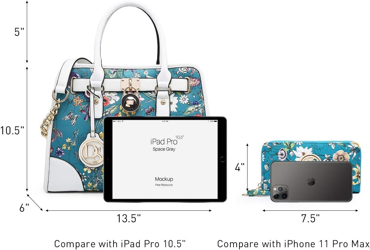 Women Flower Handbags Top Handle Satchel Purse Shoulder Bag Hobo Bag Work Bag Set