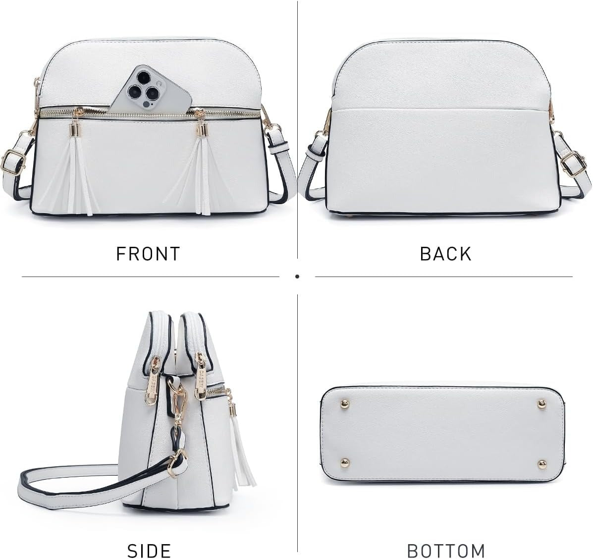 Women Tassel Zipper Pocket Crossbody Bag Shoulder Purse Fashion Travel Bag with Multi Pockets