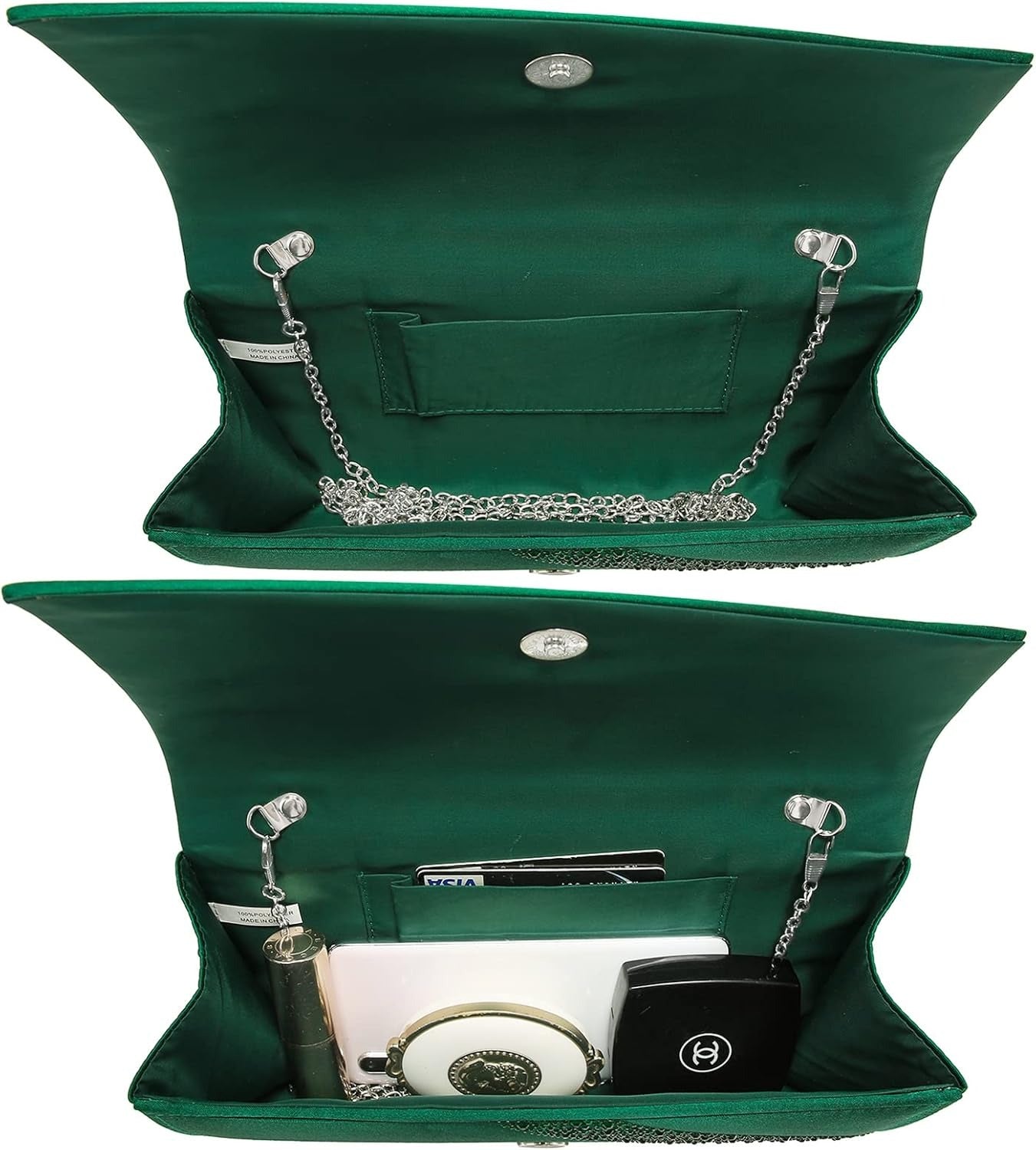 Women's Satin Rhinestone Clutch Evening Bags Sparkle Glitter Shiny Purse Handbag for Party Wedding Cocktail Prom