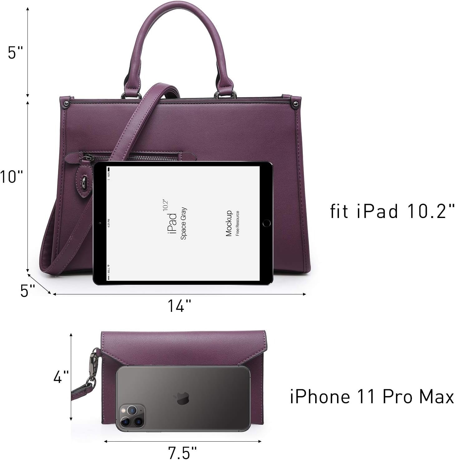 Women Purses Satchel Handbags Top Handle Bags Work Tote Shoulder Bag With Long Strap Matching Wallet | Work Tote, With Long Strap, Matching Wallet