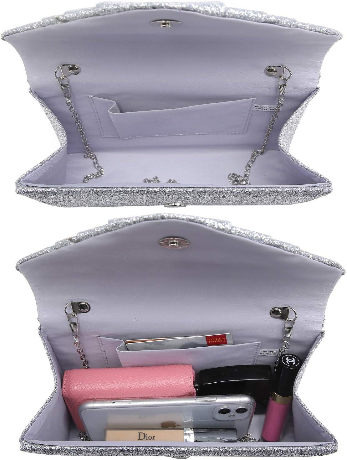 Women's Evening Bag Pleated Envelope Clutch Handbag Wedding Party Bridal Purse