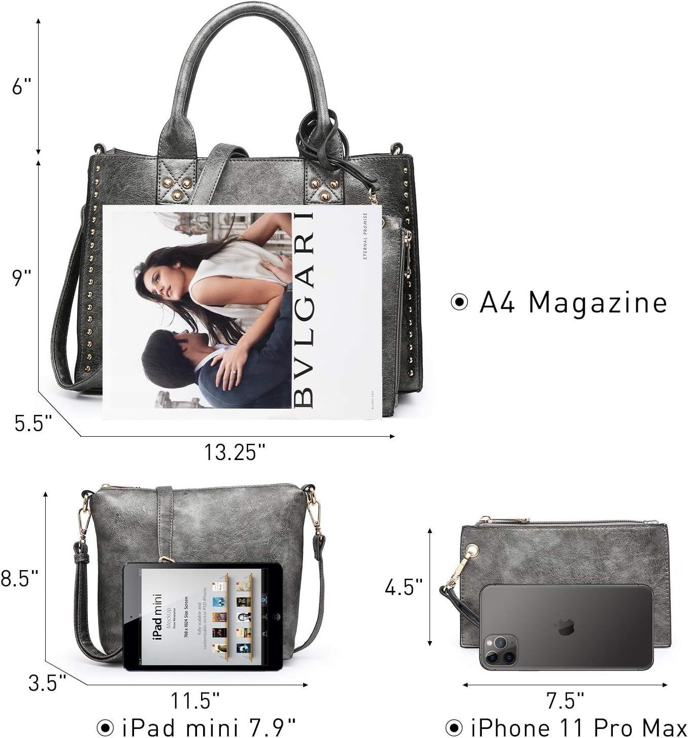 Purses Handbags for Women Tote Wallet Set Top Handle Satchel Shoulder Hobo Bag 3pcs