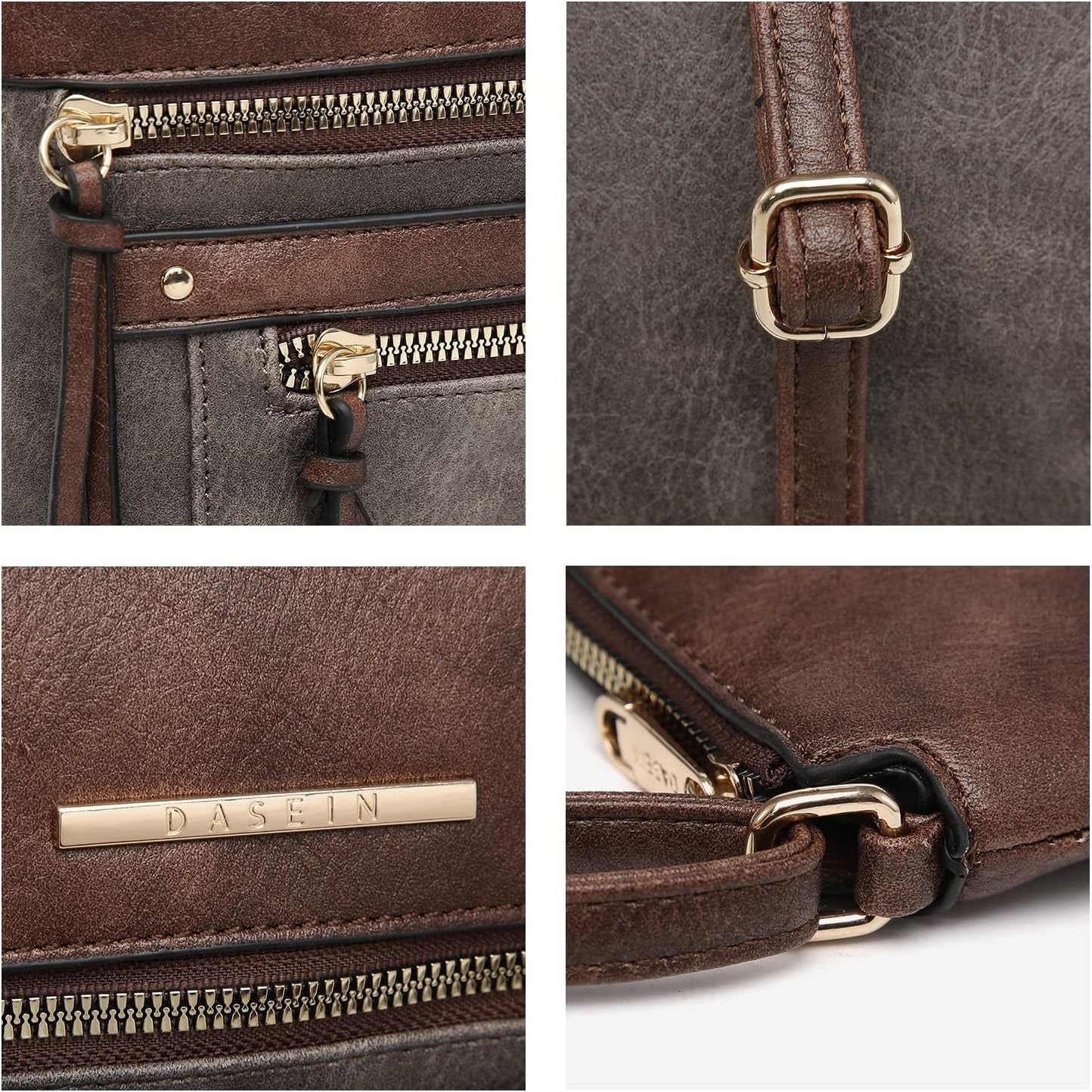 Crossbody Purse for Women Vegan Leather Shoulder Handbags Messenger Bags with Multi Zipper Pockets