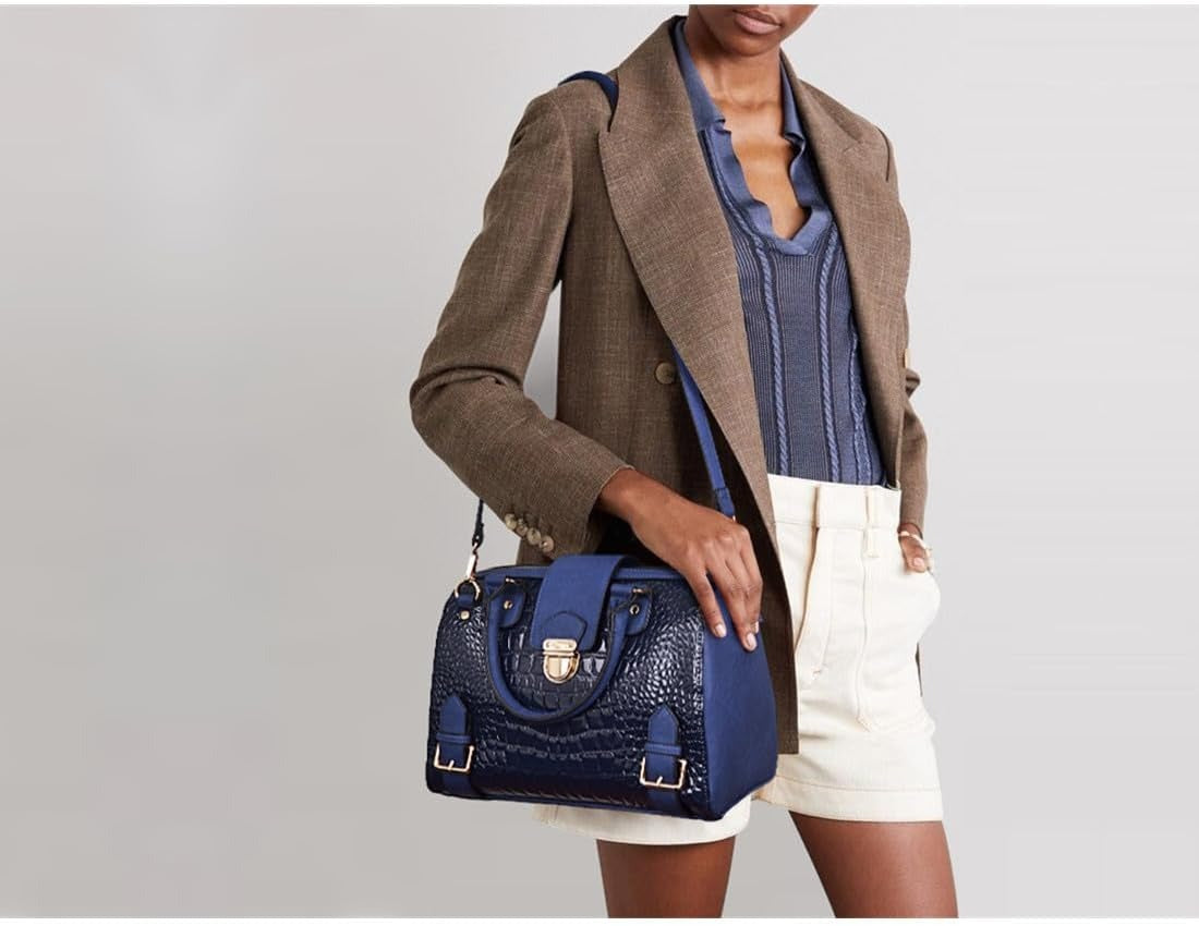 Women Barrel Handbags Fashion Satchel Bags Top Handle Shoulder Purses Vegan Leather Work Tote