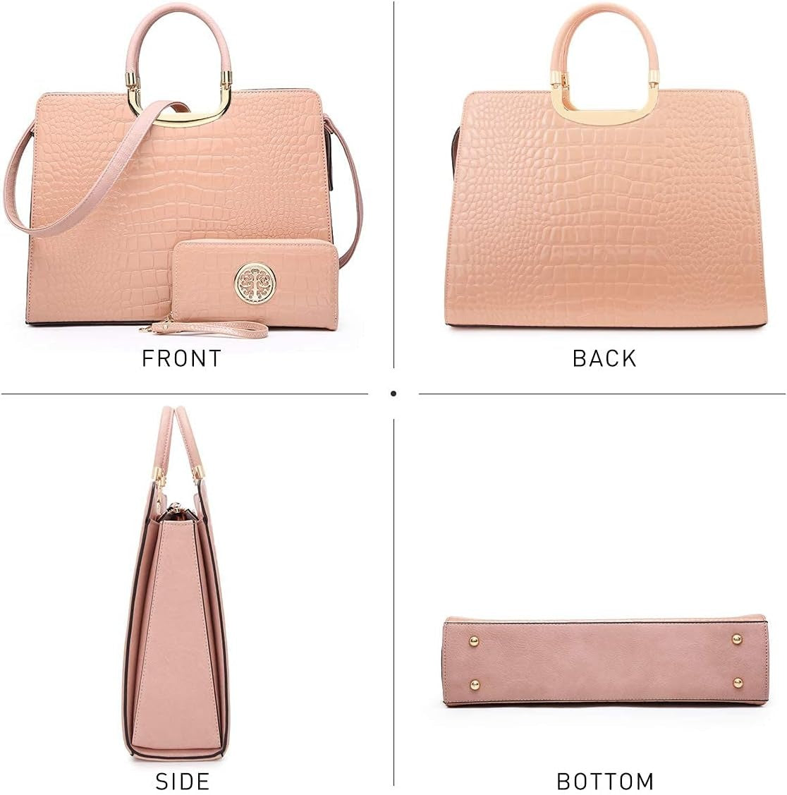 Womens Crocodile Handbag Top Handle Shoulder Bag Tote Satchel Purse Work Bag