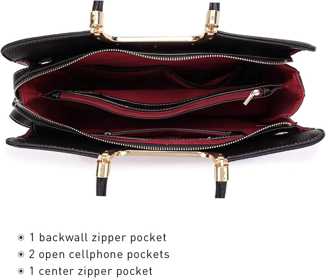 Womens Handbag Top Handle Shoulder Bag Tote Satchel Purse Work Bag with Matching Wallet
