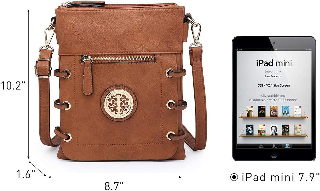 Women Lightweight Shoulder Purse Soft PU Leather Crossbody Bag Multi Pocket Travel Purses with Double Zipper