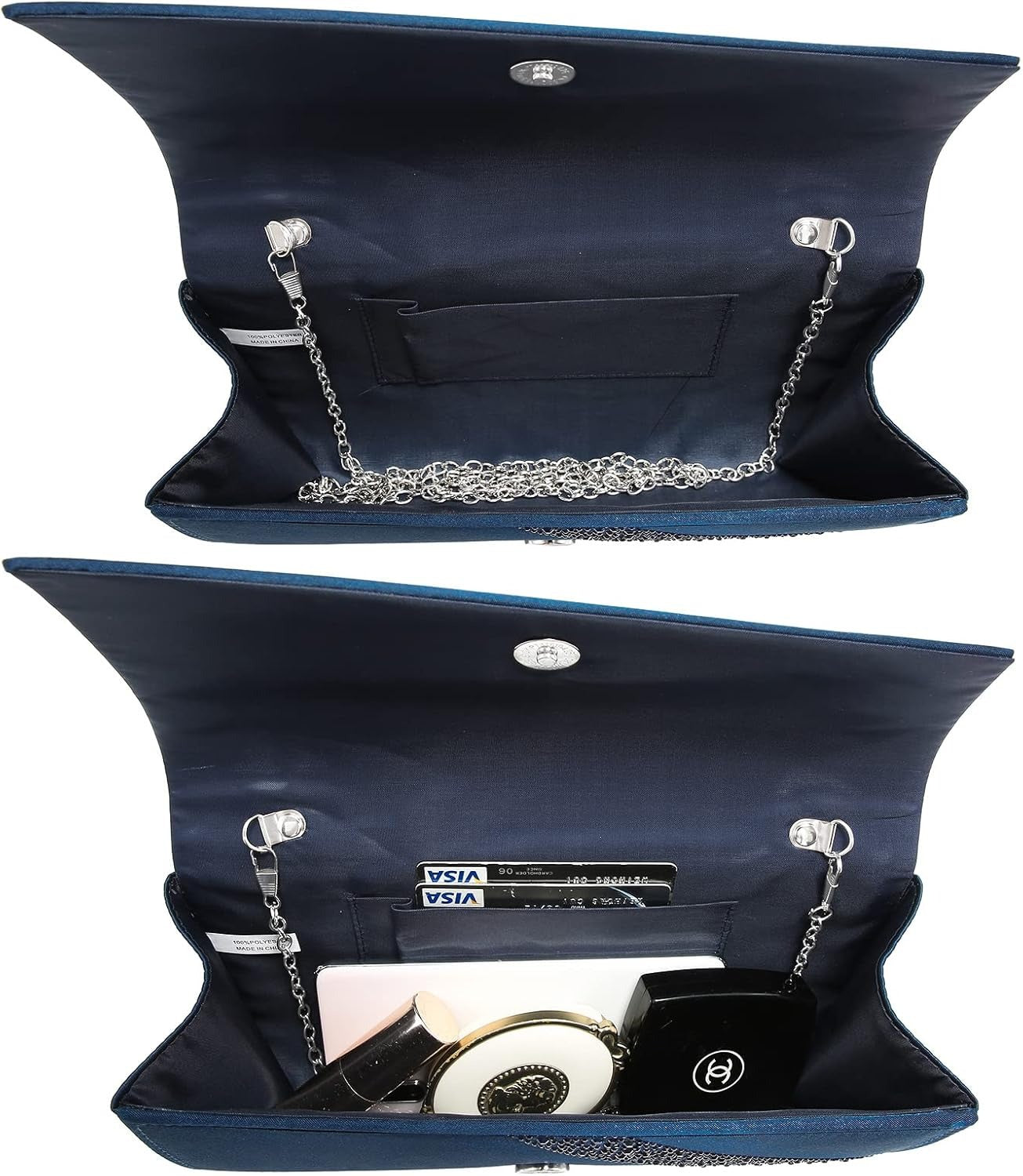 Women's Satin Rhinestone Clutch Evening Bags Sparkle Glitter Shiny Purse Handbag for Party Wedding Cocktail Prom