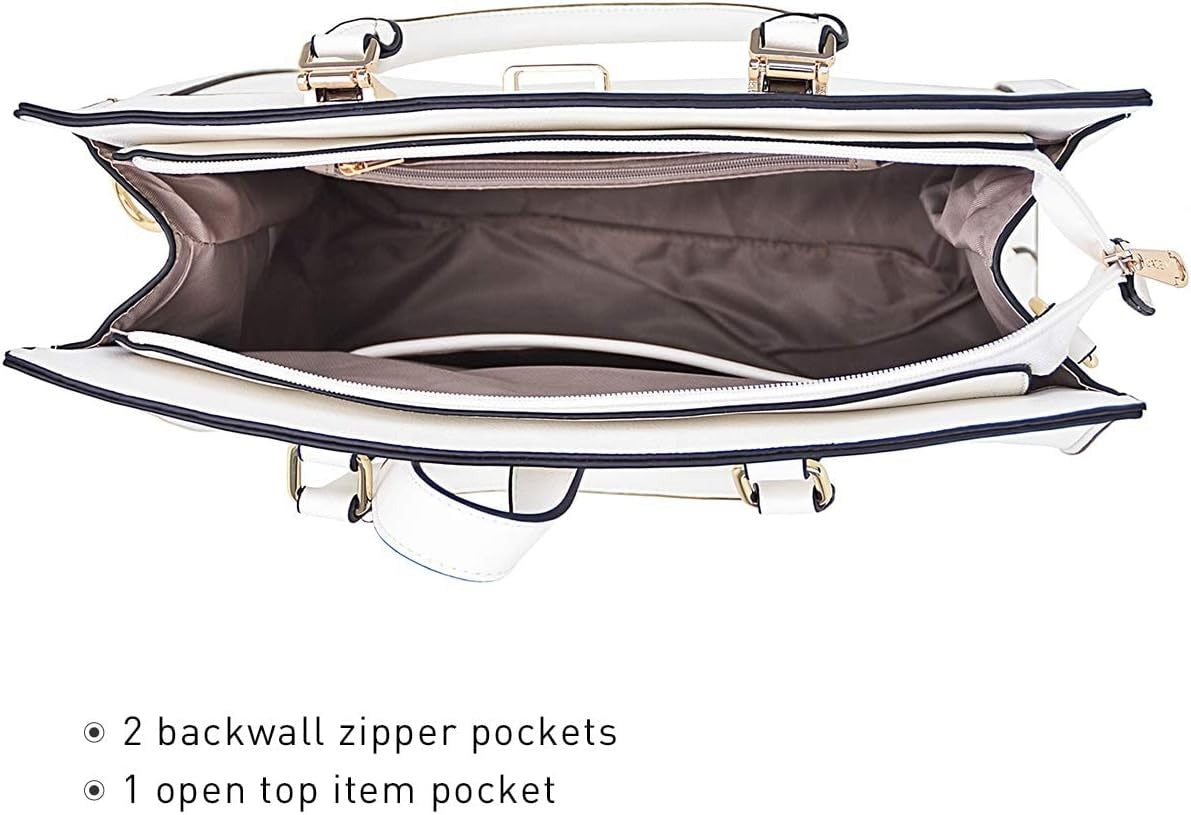 Women's Handbag Flap-over Belt Shoulder Bag Top Handle Tote Satchel Purse Work Bag w/Matching Wristlet