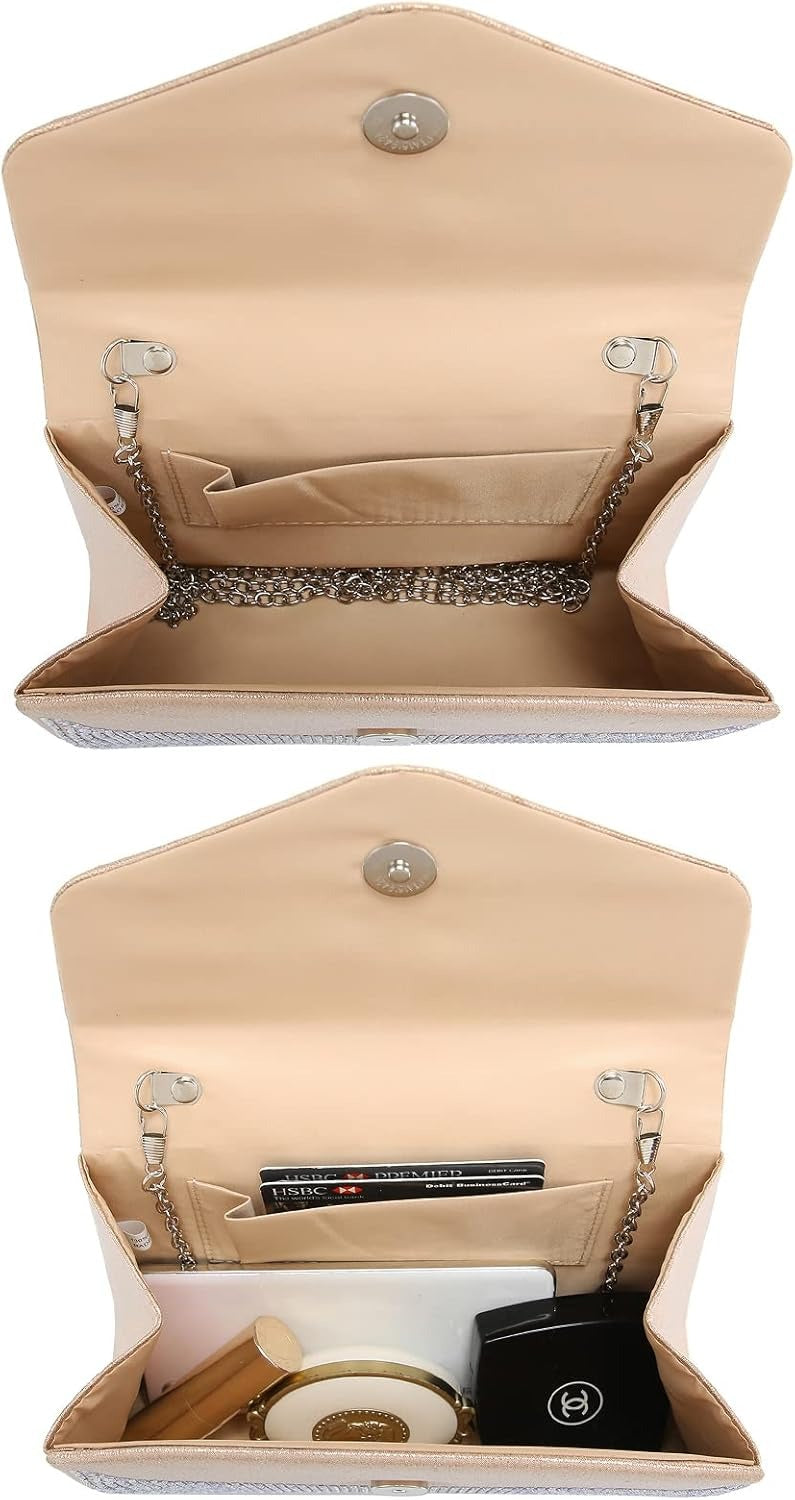 Women's Evening Bag Party Clutches Wedding Purses Cocktail Prom Handbags with Frosted Glittering