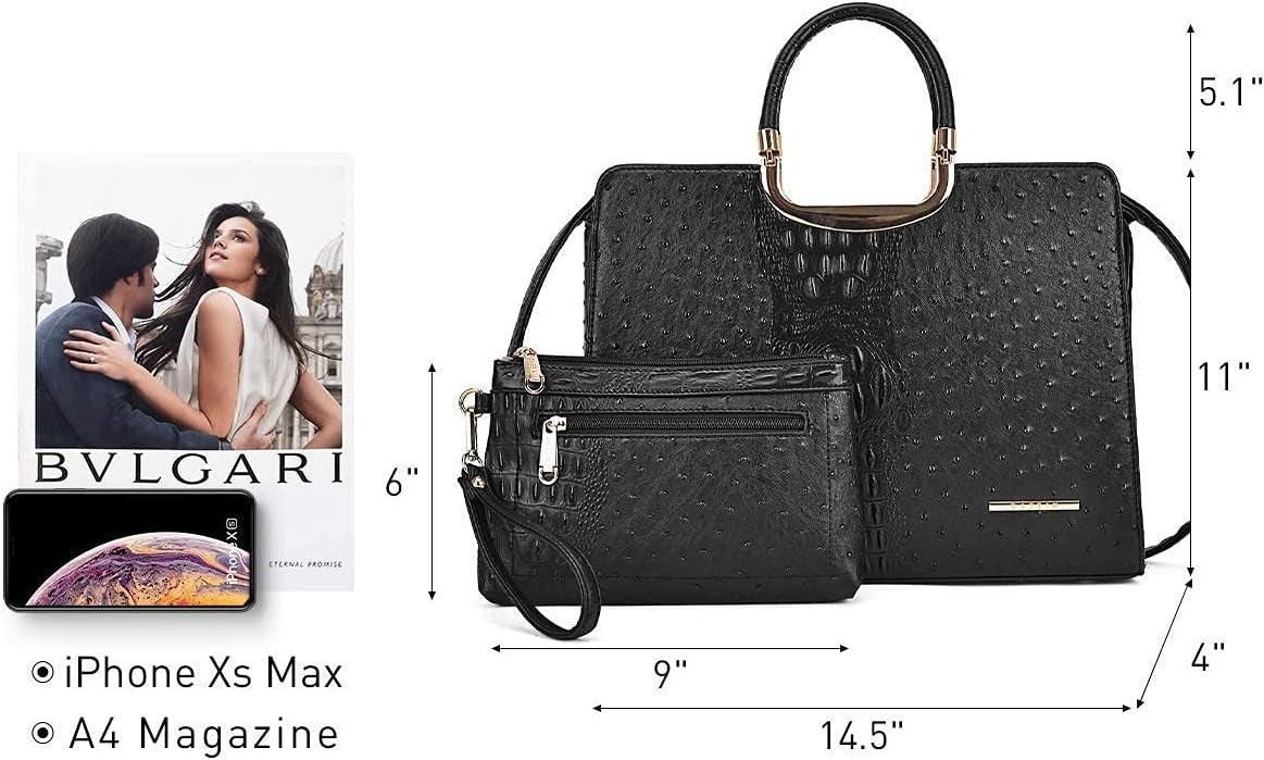 Womens Handbag Top Handle Shoulder Bag Tote Satchel Purse Work Bag with Matching Wallet