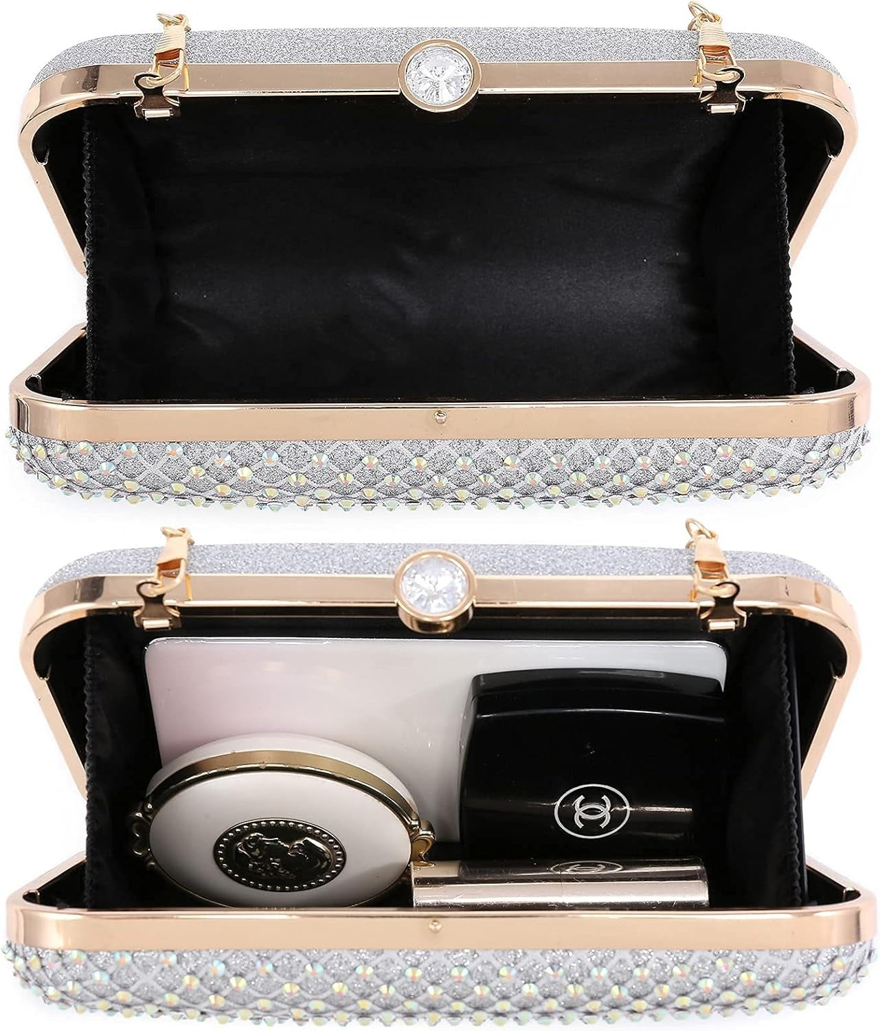 Womens Rhinestone Clutch Purse Sparkling Evening Bag with Crystal Clasp for Formal Prom Party Wedding