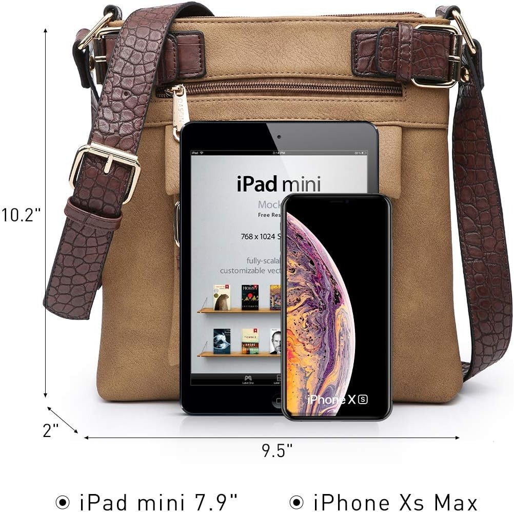 Women Lightweight Crossbody Bags Soft Vegan Leather Messenger Bag Shoulder Bag Travel Purse