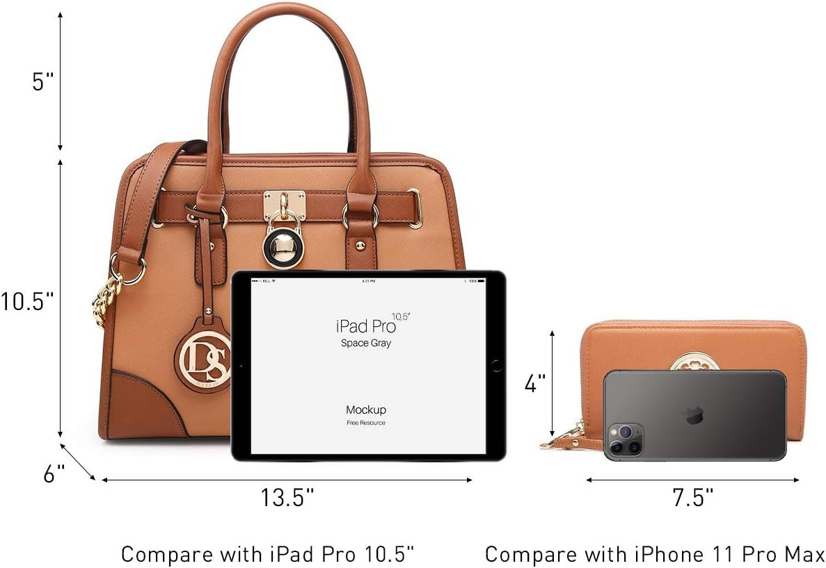 Women Handbags Top Handle Satchel Purse Shoulder Bag Hobo Bag Work Bag Set 2pcs