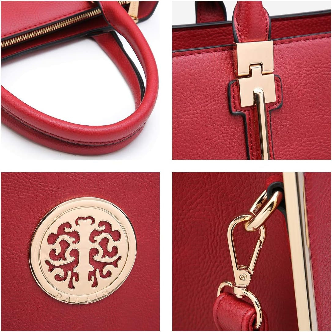 Women Large Handbag Purse Vegan Leather Satchel Work Bag Shoulder Tote with Matching Wallet