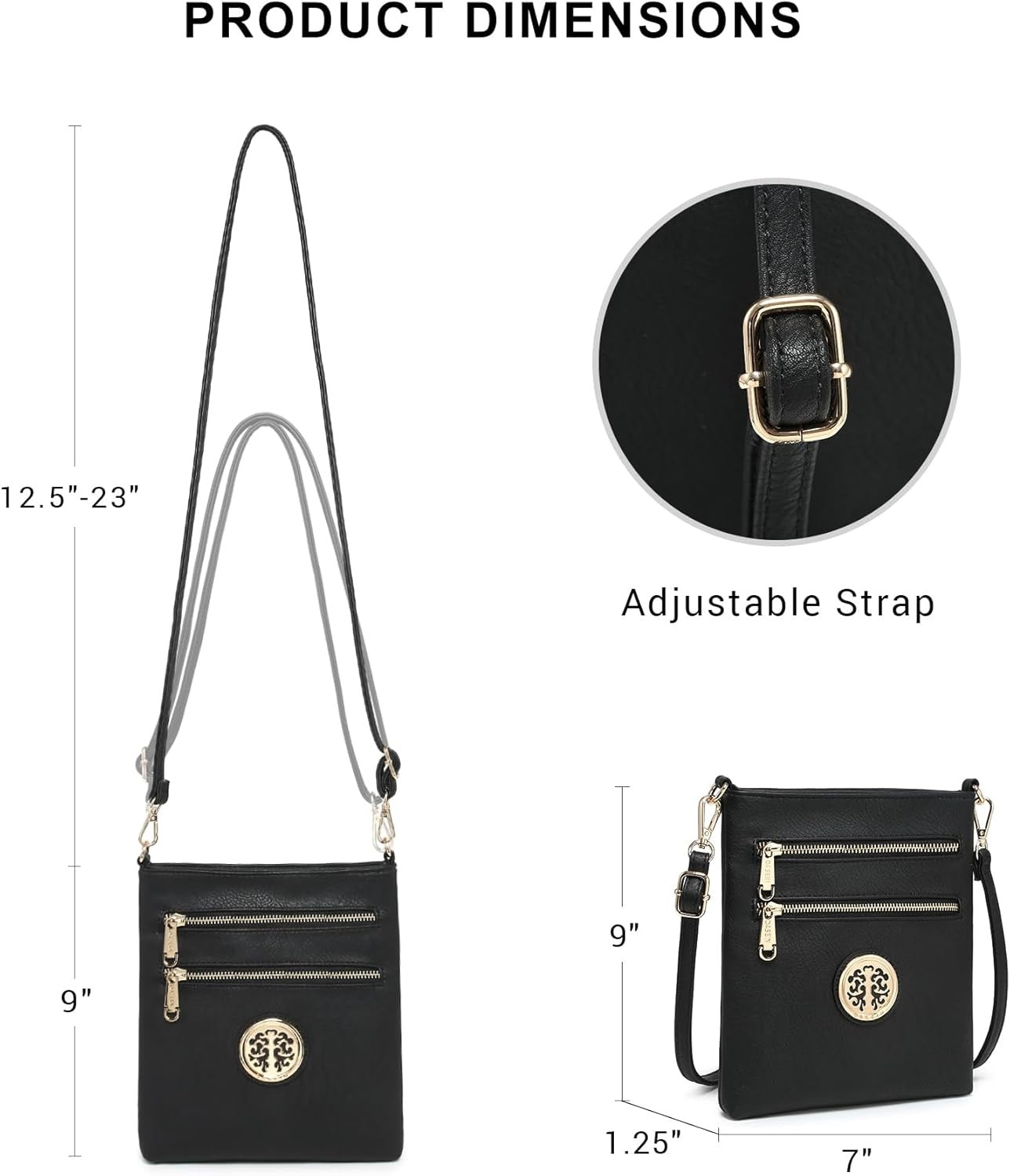 Women Small Crossbody Bag Lightweight Shoulder Purses Multi Zipper Pockets Phone Purse Handbag