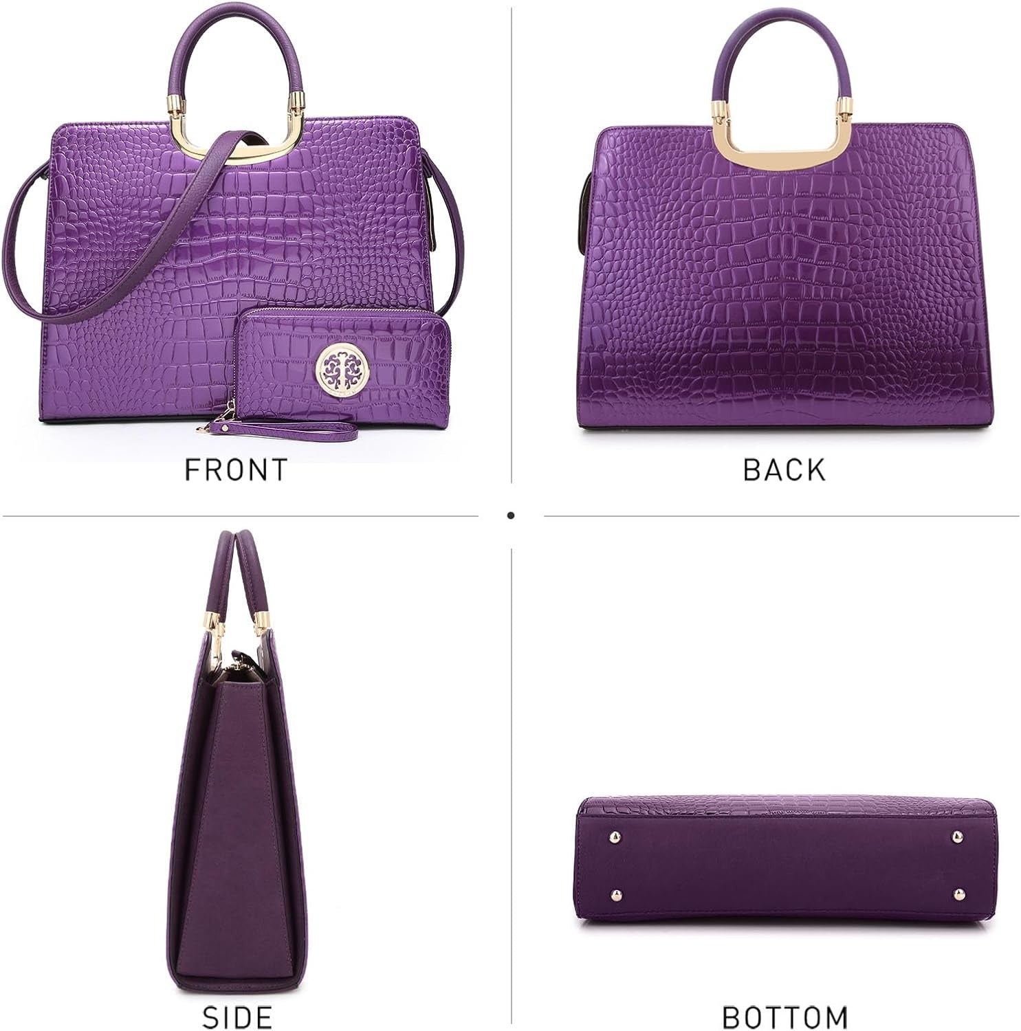 Womens Crocodile Handbag Top Handle Shoulder Bag Tote Satchel Purse Work Bag