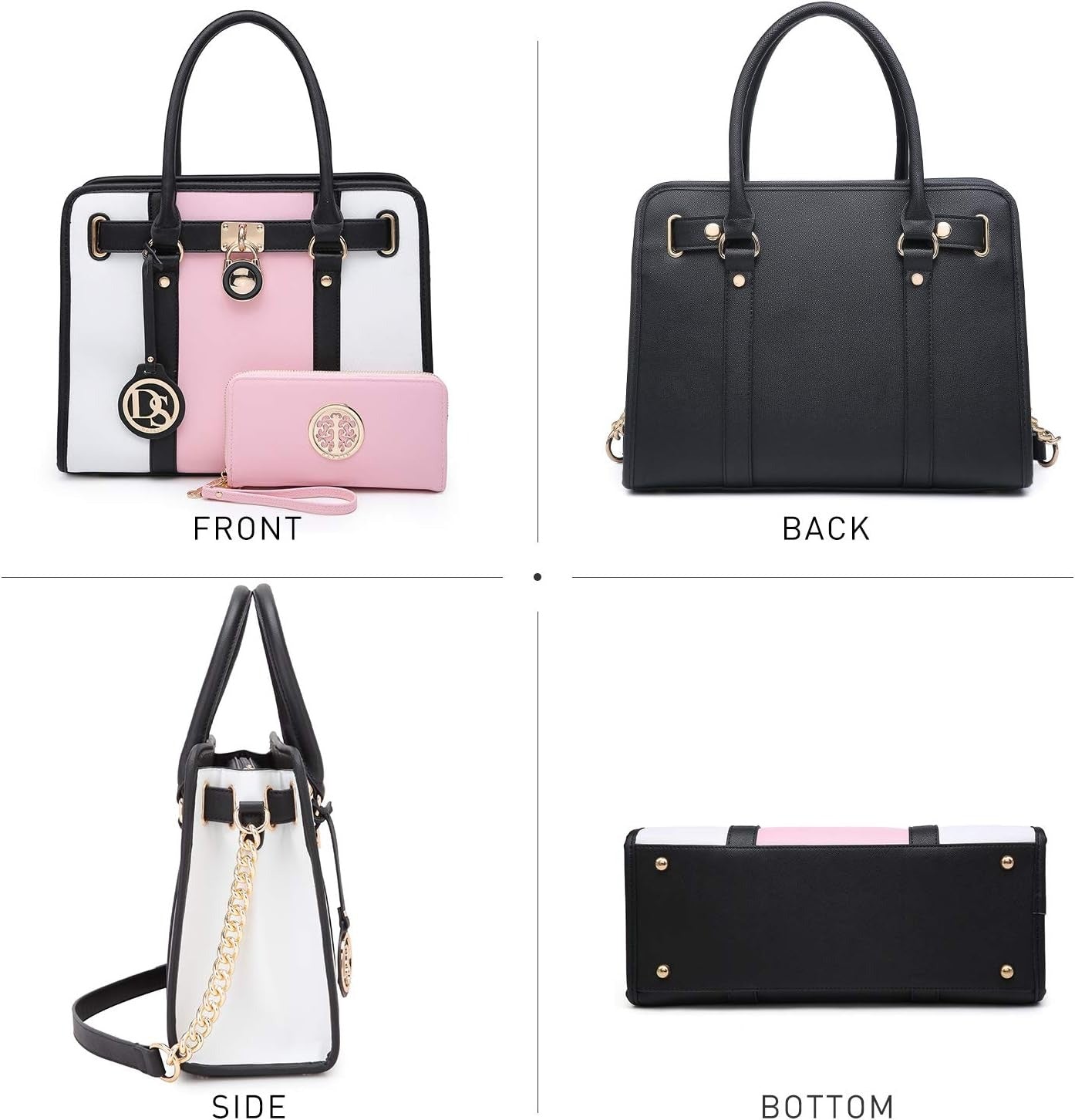 Handbags Purses Set for Women Top Handle Satchel Shoulder Bags Large Work Tote Bag with Matching Wallet