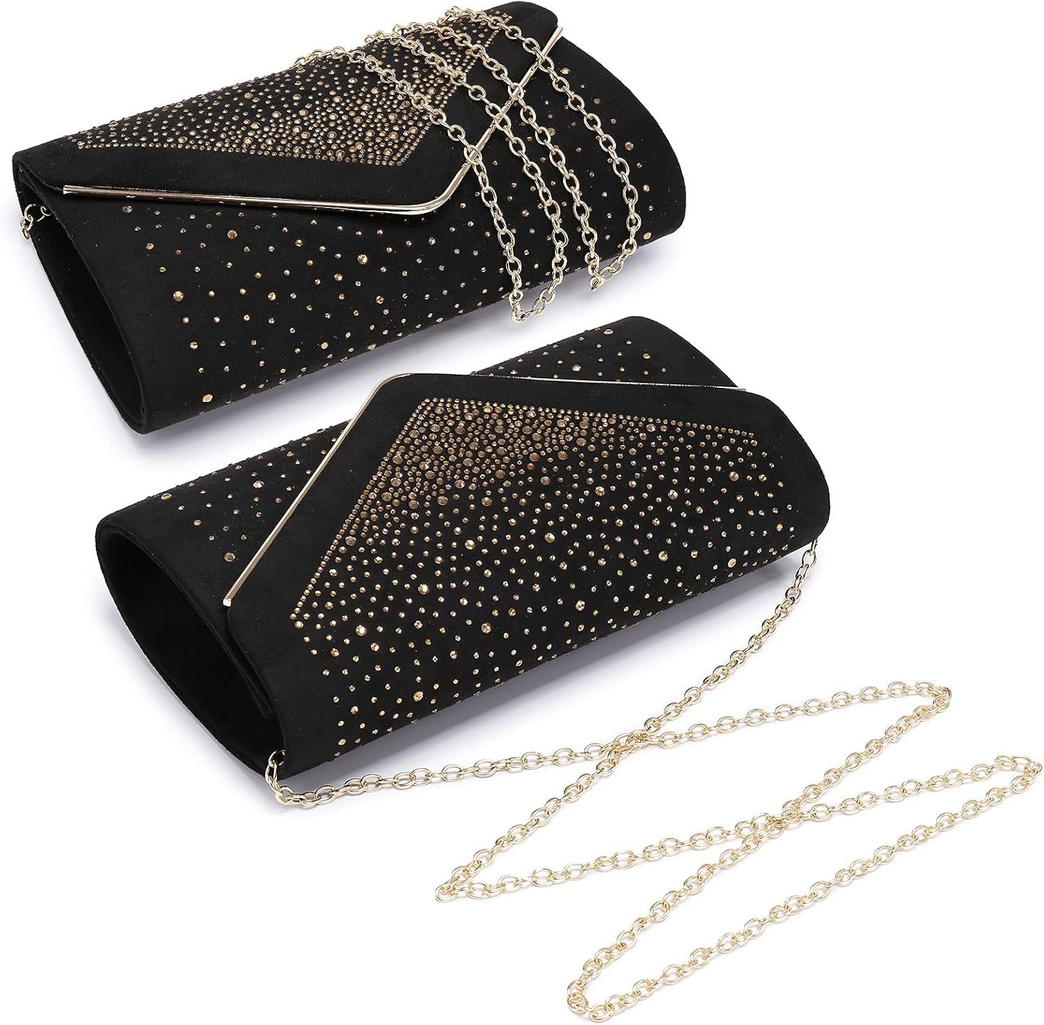 Women Rhinestone Evening Bag Faux Suede Clutch Formal Party Sparkly Purses Cocktail Wedding Handbag