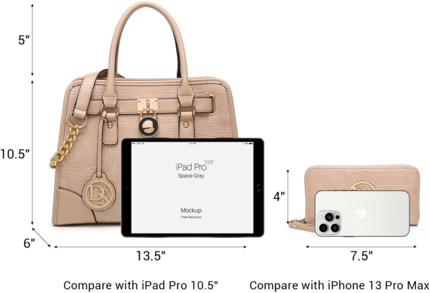 Women Handbags Top Handle Satchel Purse Shoulder Bag Hobo Bag Work Bag Set 2pcs