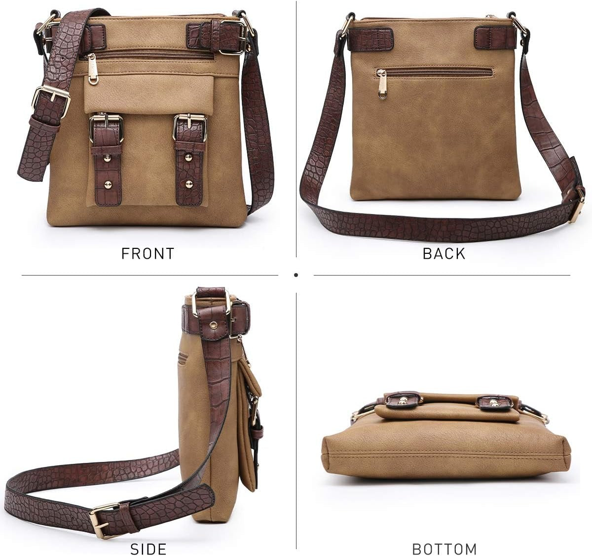 Women Lightweight Crossbody Bags Soft Vegan Leather Messenger Bag Shoulder Bag Travel Purse