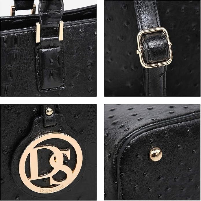 Women Satchel Purse Handbag Shoulder Bag Work Tote Bag with Matching Clutch