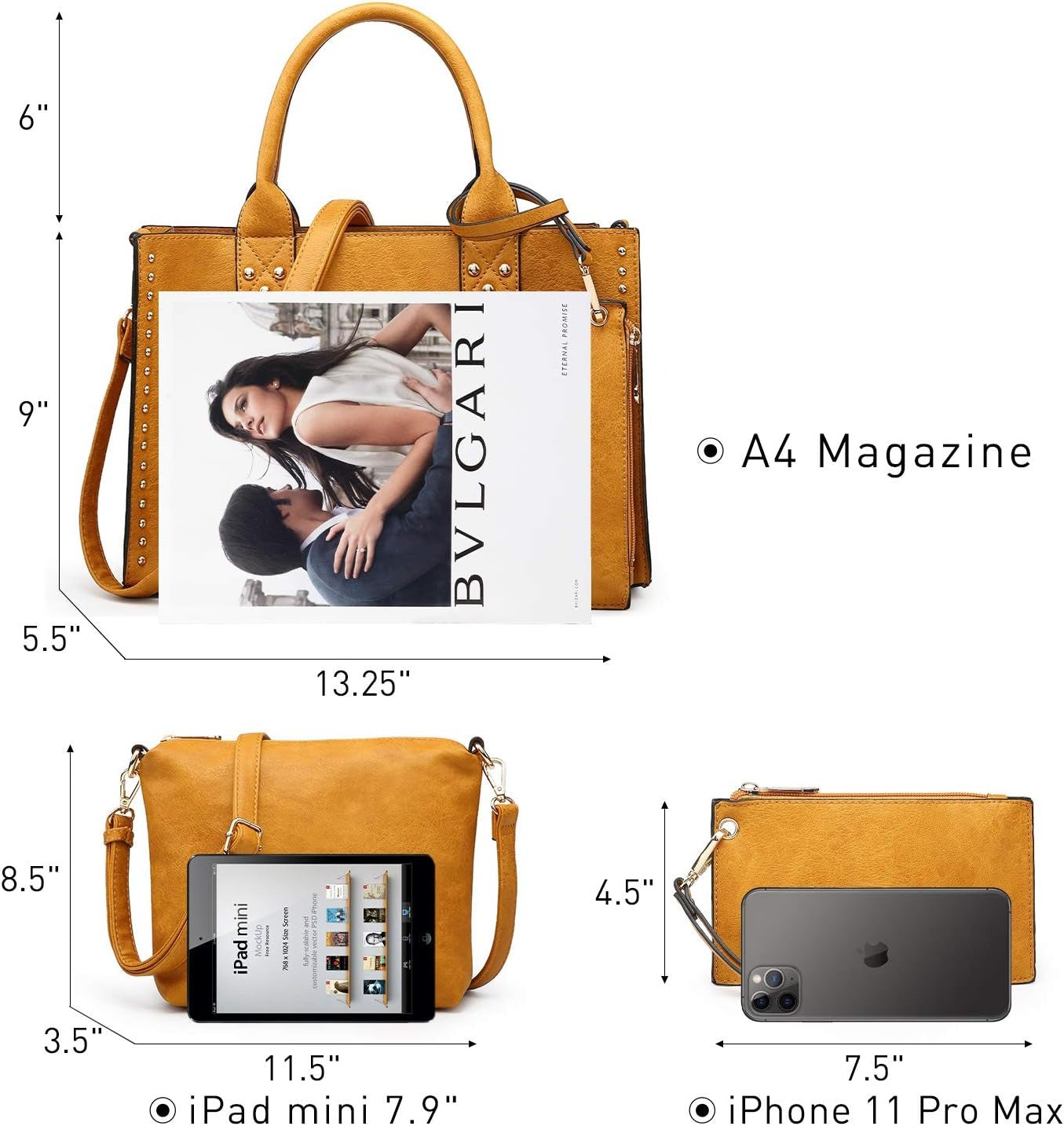 Purses Handbags for Women Tote Wallet Set Top Handle Satchel Shoulder Hobo Bag 3pcs