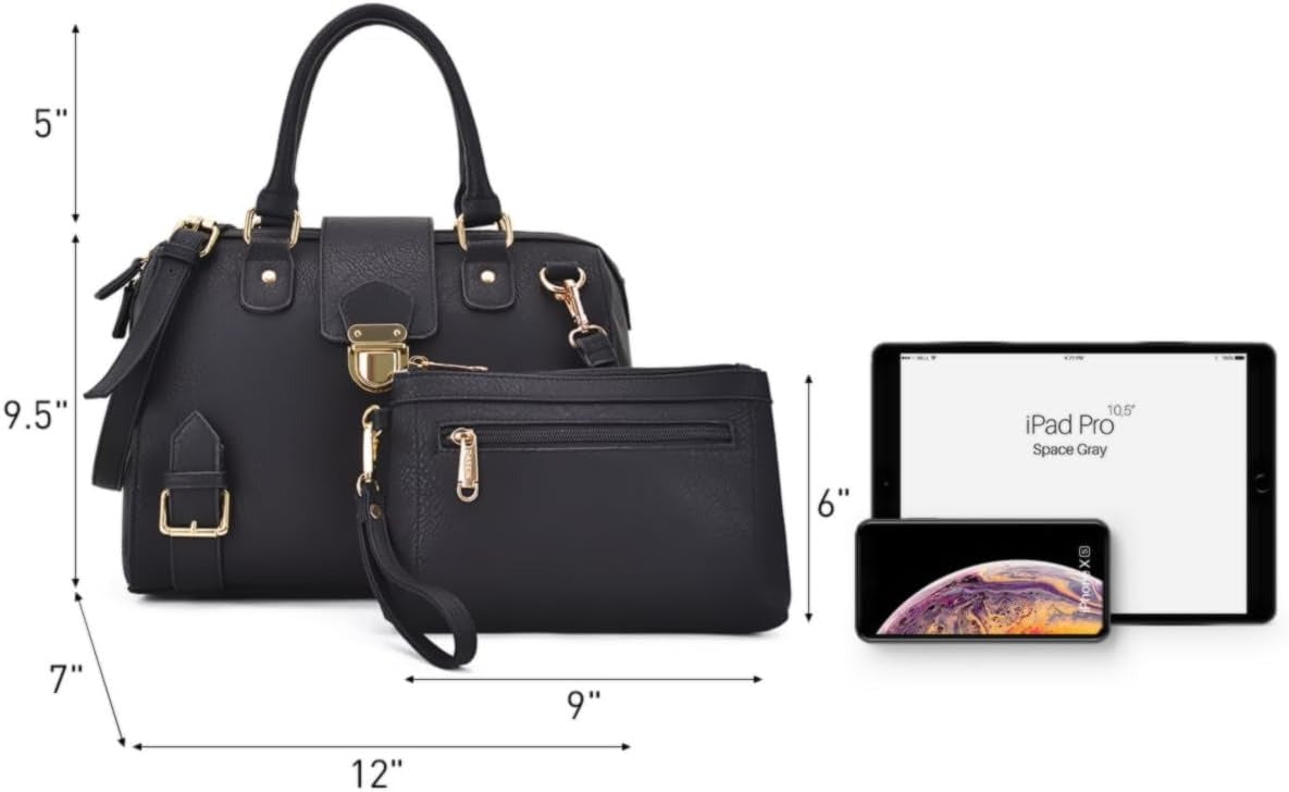 Women Barrel Handbags Fashion Satchel Bags Top Handle Shoulder Purses Vegan Leather Work Tote