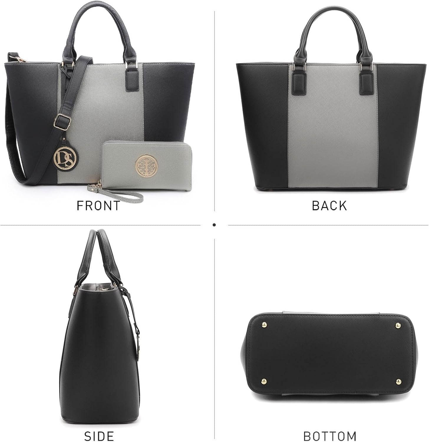 Satchel Purse Handbag for Women Large Shoulder Work Tote Bag With Matching Wallet